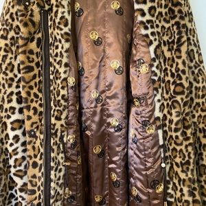 Dennis Basso Mid Length Zip Front Faux Fur Coat